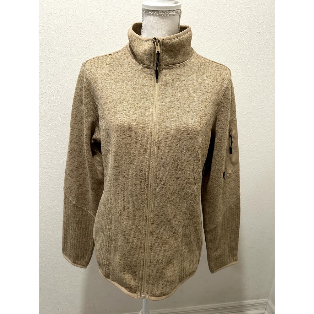 BASS OUTDOOR Women's Marled Mock-Neck Mixed-Media Sweatshirt Size Large Kelp NWT